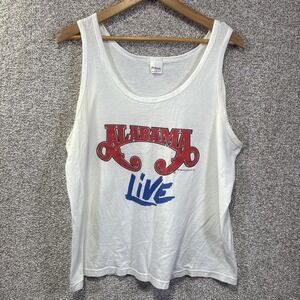 Vintage Alabama Stedman Shirt Mens Large White Live Tour 1988 Tank Top 80s